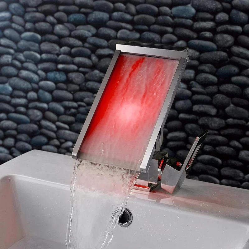 3 Color Changing LED Temperature Sensor Waterfall Basin Tap -Bathlova