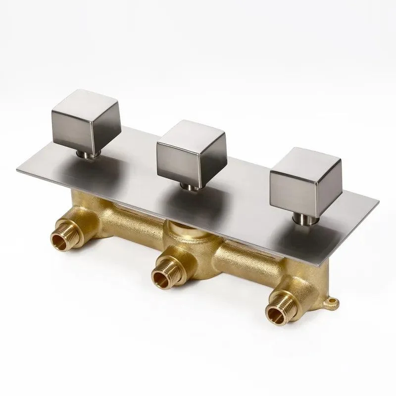 3-Function Brushed Nickel Shower Valve & Trim - with Square Knobs -Bathlova