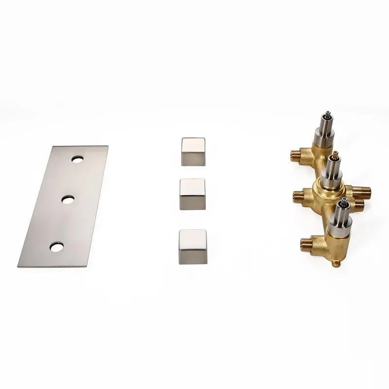 3-Function Brushed Nickel Shower Valve & Trim - with Square Knobs -Bathlova