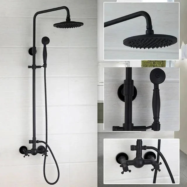 3-functions Mixer Valve Water Tap Combo Kit Black Shower Tap Set -Bathlova