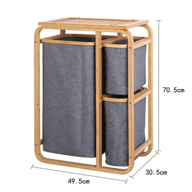 3-Grid Bamboo Laundry Hamper -Bathlova