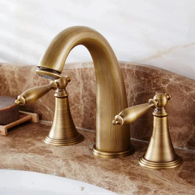 3 Hole Bathroom Tap Antique Bronze Double Handle Basin Sink Tap -Bathlova