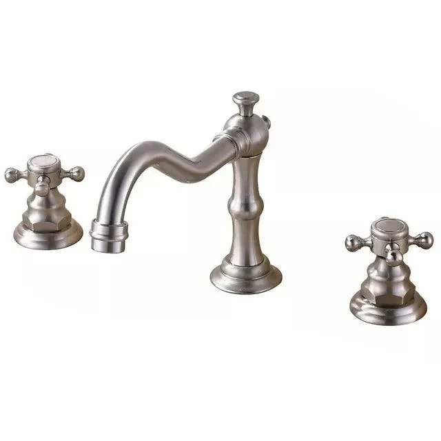 3 Holes Basin Tap Deck Mount Tap Water Double Handles Basin Tap -Bathlova