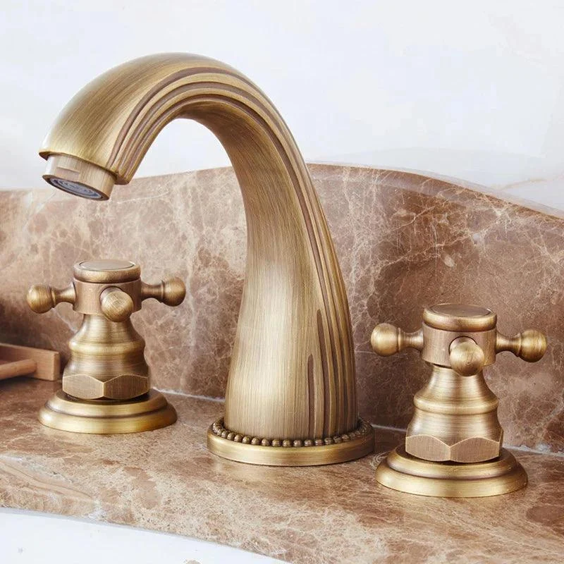 3 Holes Bath basin Counter Mixer Taps Antique Brass Basin Taps -Bathlova