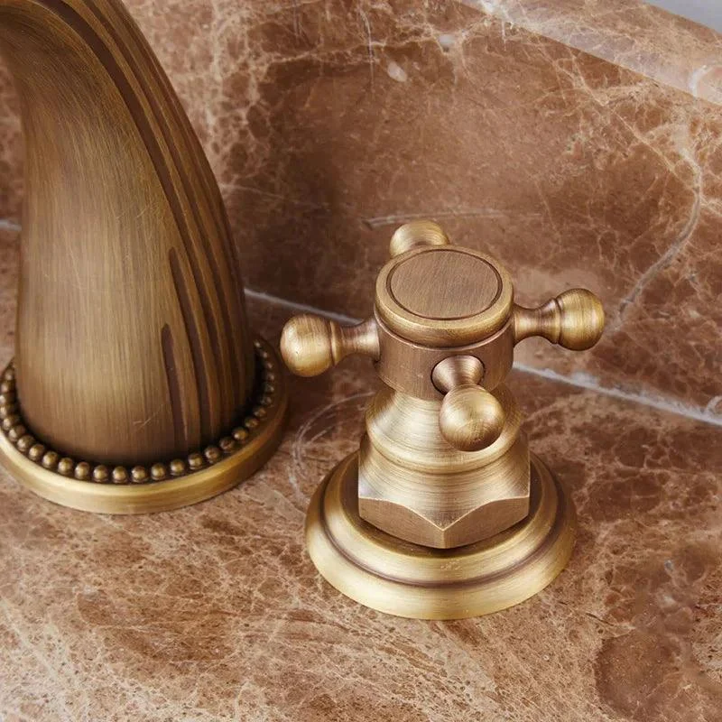 3 Holes Bath basin Counter Mixer Taps Antique Brass Basin Taps -Bathlova