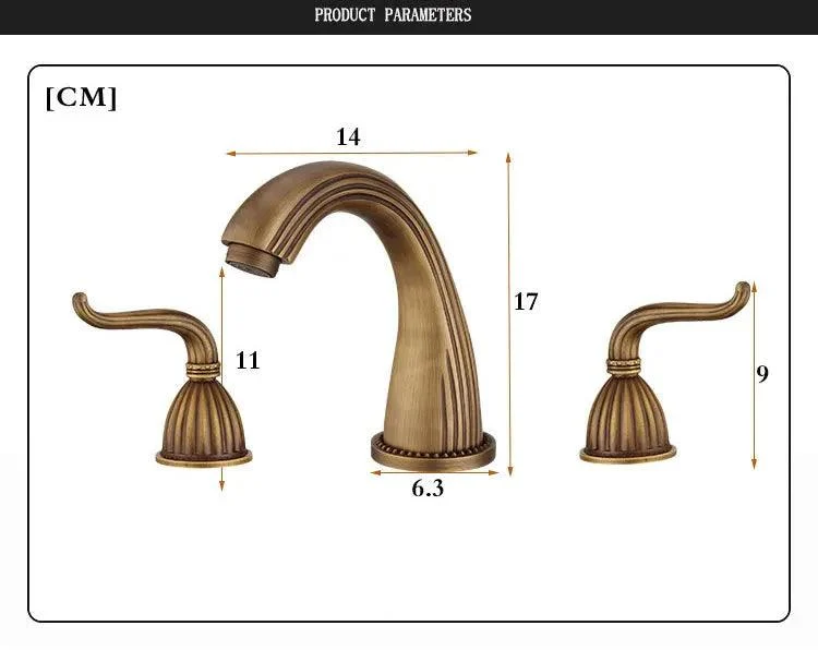 3 Holes Bath basin Counter Mixer Taps Antique Brass Basin Taps -Bathlova