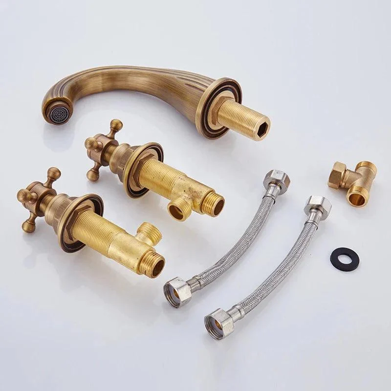 3 Holes Bath basin Counter Mixer Taps Antique Brass Basin Taps -Bathlova