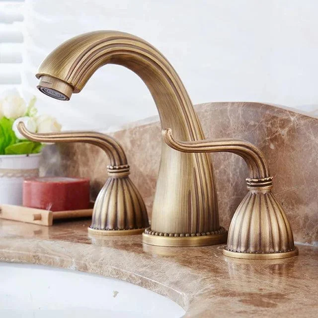 3 Holes Bath basin Counter Mixer Taps Antique Brass Basin Taps -Bathlova