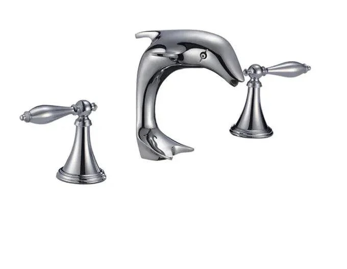 3 Holes Bathroom Sink Tap Dolphin Mixer Tap Lever Handles Tap -Bathlova