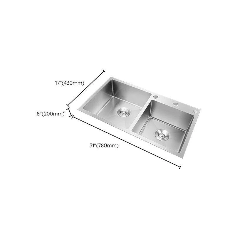 3 Holes Kitchen Sink Rectangle Stainless Steel Sink With Strainer -Bathlova