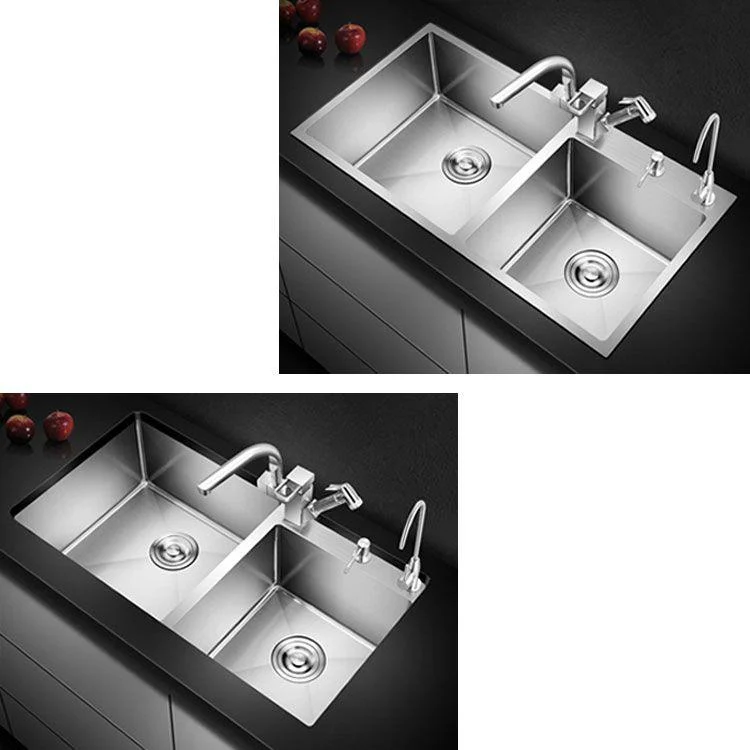 3 Holes Kitchen Sink Rectangle Stainless Steel Sink With Strainer -Bathlova