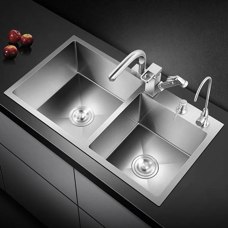 3 Holes Kitchen Sink Rectangle Stainless Steel Sink With Strainer -Bathlova