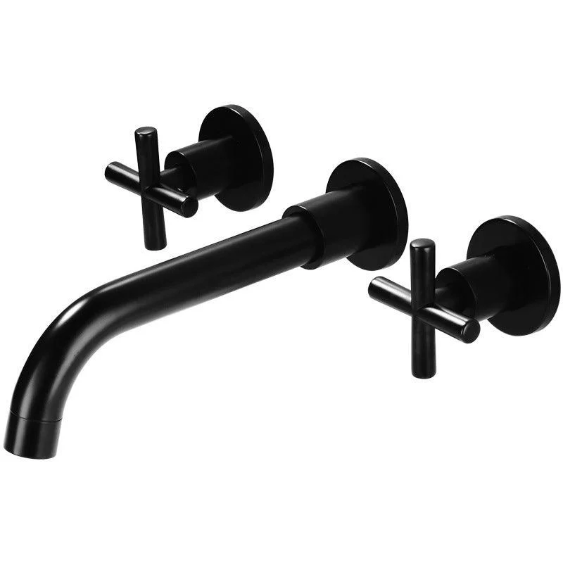 3 Holes Tap 2 Cross Handles Wall Mounted Tap for Bathroom -Bathlova