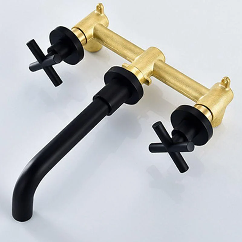 3 Holes Tap 2 Cross Handles Wall Mounted Tap for Bathroom -Bathlova