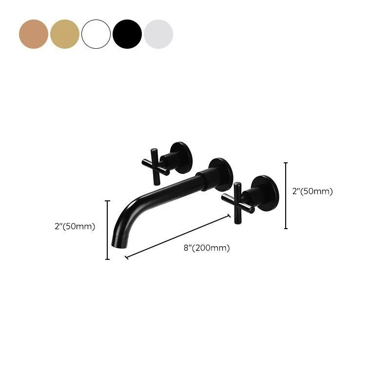 3 Holes Tap 2 Cross Handles Wall Mounted Tap for Bathroom -Bathlova