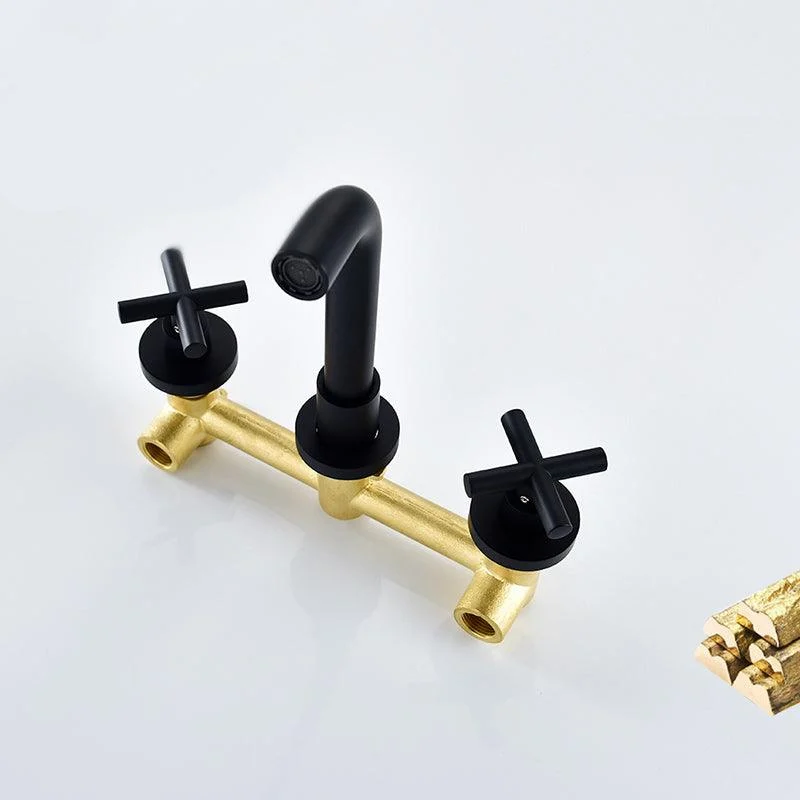 3 Holes Tap 2 Cross Handles Wall Mounted Tap for Bathroom -Bathlova