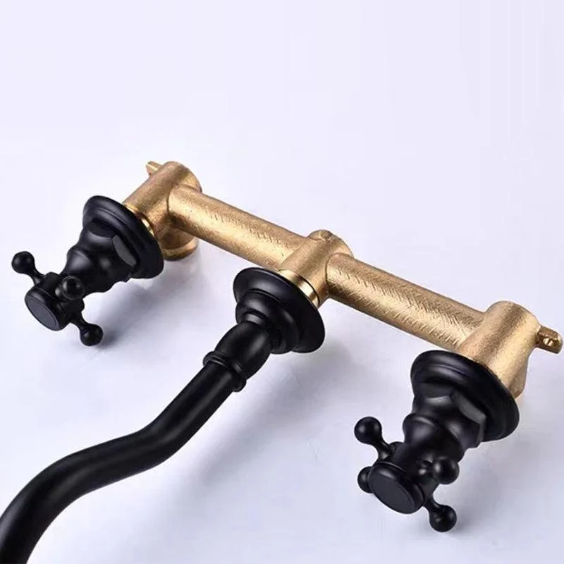 3 Holes Tap Glam Style Wall Mounted Tap with 2 Cross Handles -Bathlova