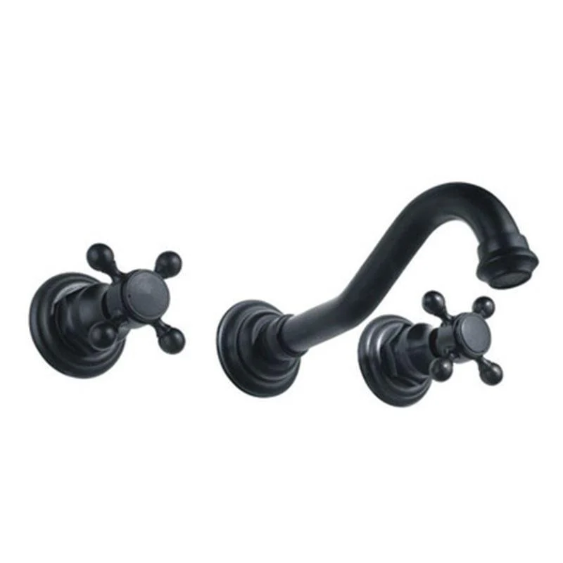 3 Holes Tap Glam Style Wall Mounted Tap with 2 Cross Handles -Bathlova