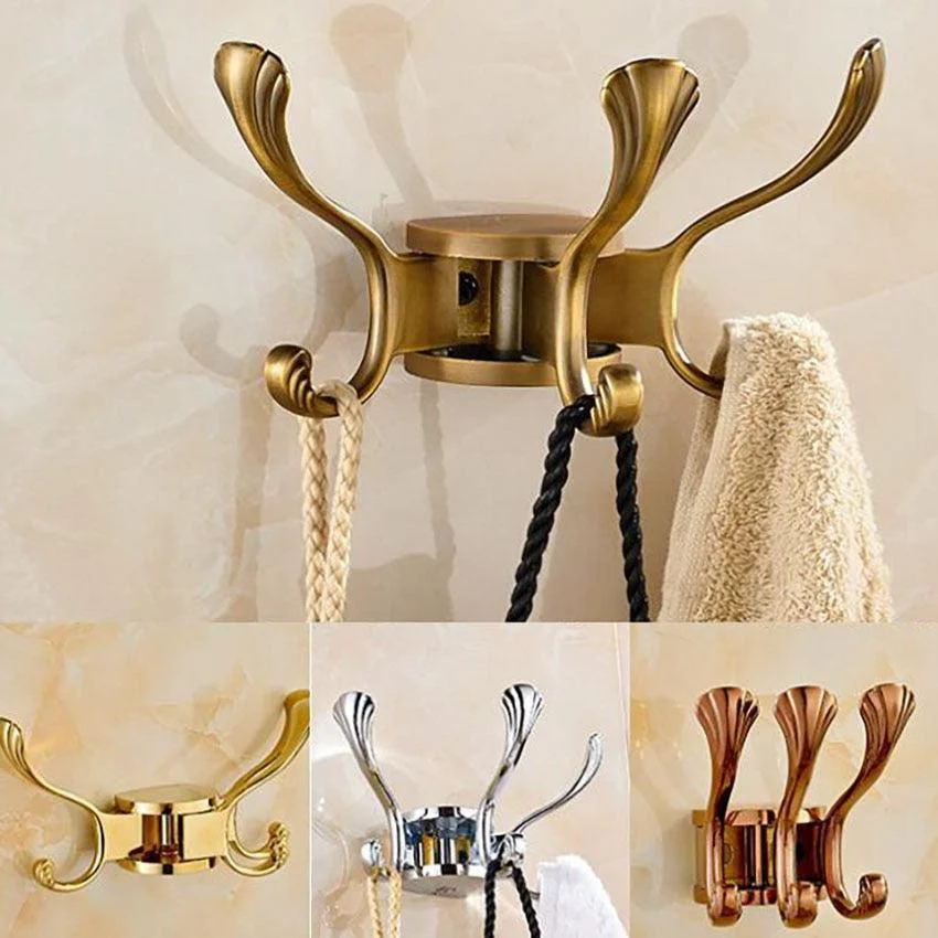 3 Hooks Rotatable Hanging Robe Hooks Wall Mounted Coat Hanger Hook -Bathlova