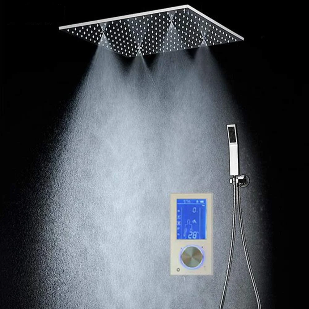 3 Jets LED Digital Display Wall Rain Shower with Thermostatic Touch Panel Mixer -Bathlova