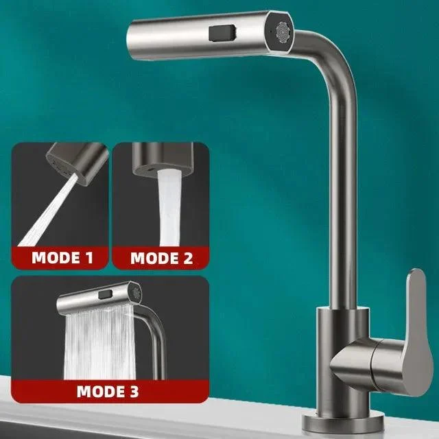 3 Modes Waterfall Stream Sprayer Head Sink Mixer Brushed Water Tap -Bathlova