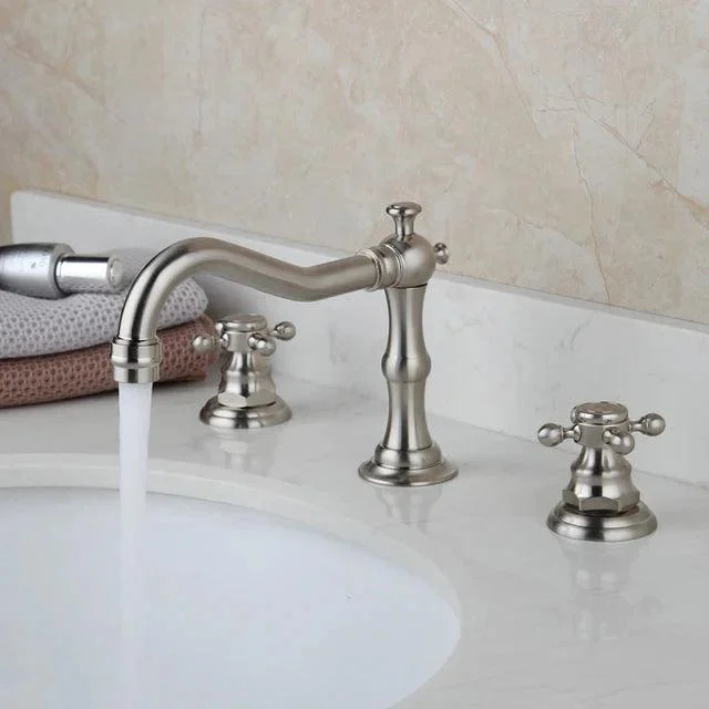 3 pcs Bathtub Taps Antique Brass Basin Tap Double Handles Tap -Bathlova