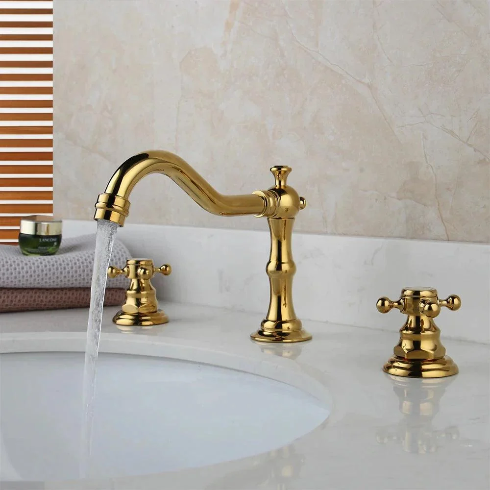 3 pcs Bathtub Taps Antique Brass Basin Tap Double Handles Tap -Bathlova