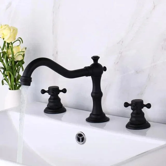 3 pcs Bathtub Taps Antique Brass Basin Tap Double Handles Tap -Bathlova