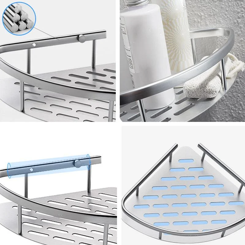 3-Piece Modern Bathroom Accessory Set Aluminum Bath Shelf in Silver -Bathlova