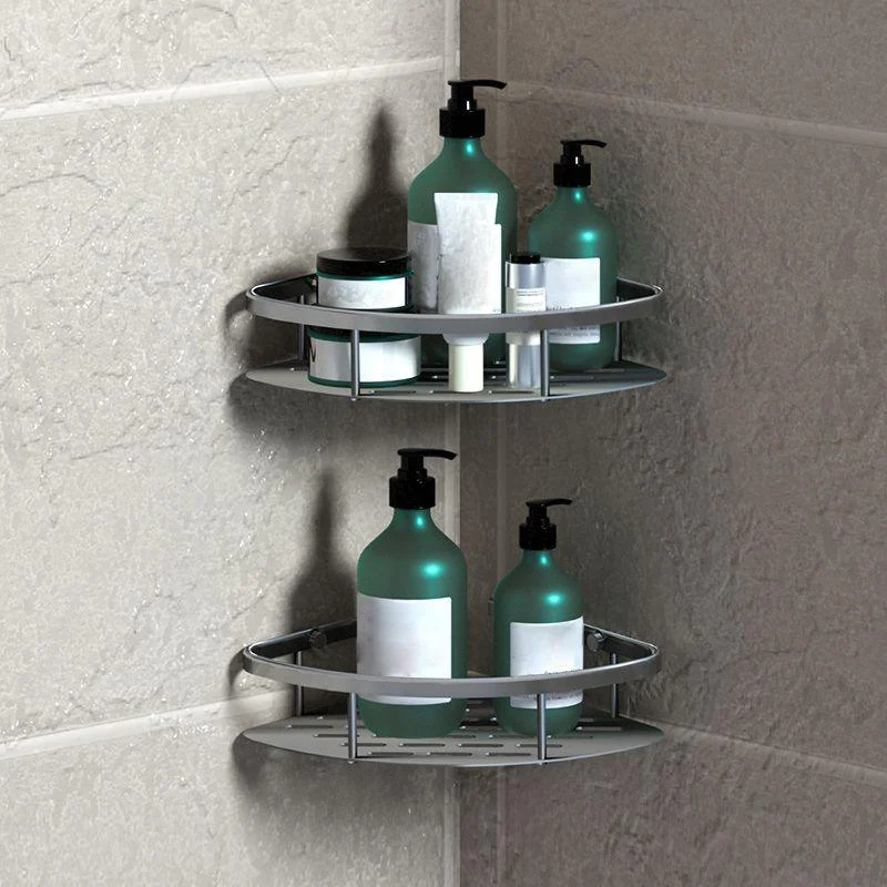 3-Piece Modern Bathroom Accessory Set Aluminum Bath Shelf in Silver -Bathlova