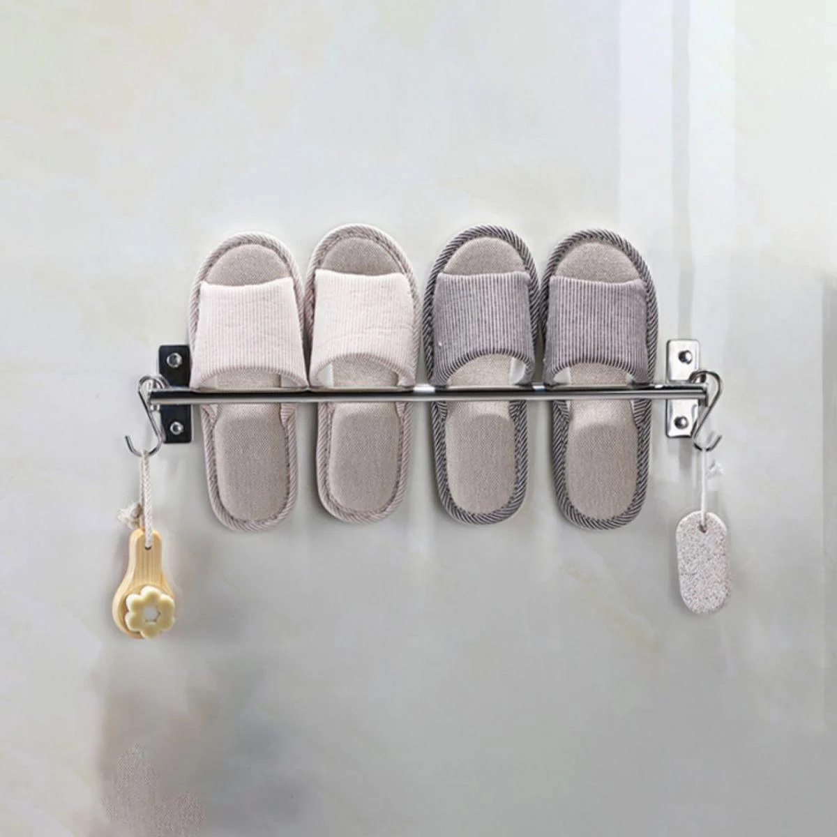 3-Piece Stainless Steel Bathroom Accessory Set Modern Chrome Slipper Stand -Bathlova