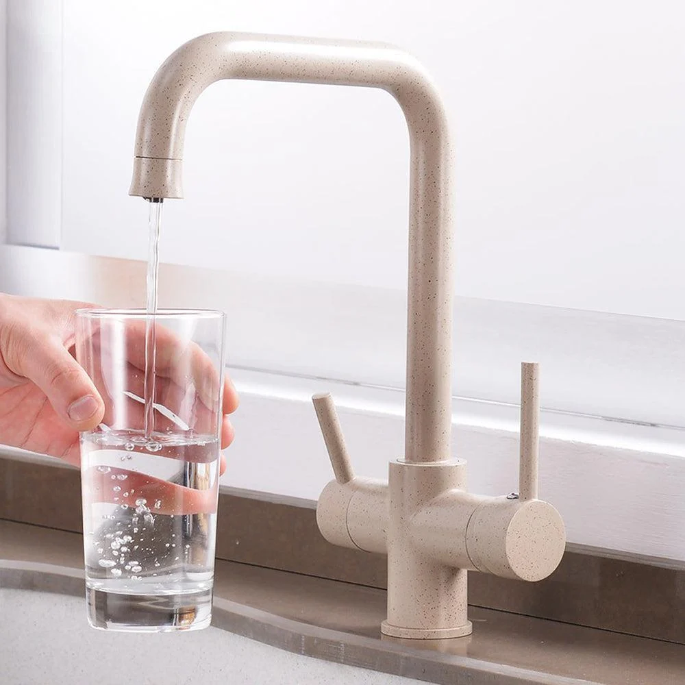 3-way Brass Filter Kitchen Tap Drinking Water Filter Dual Handle Tap In 3 Colors -Bathlova