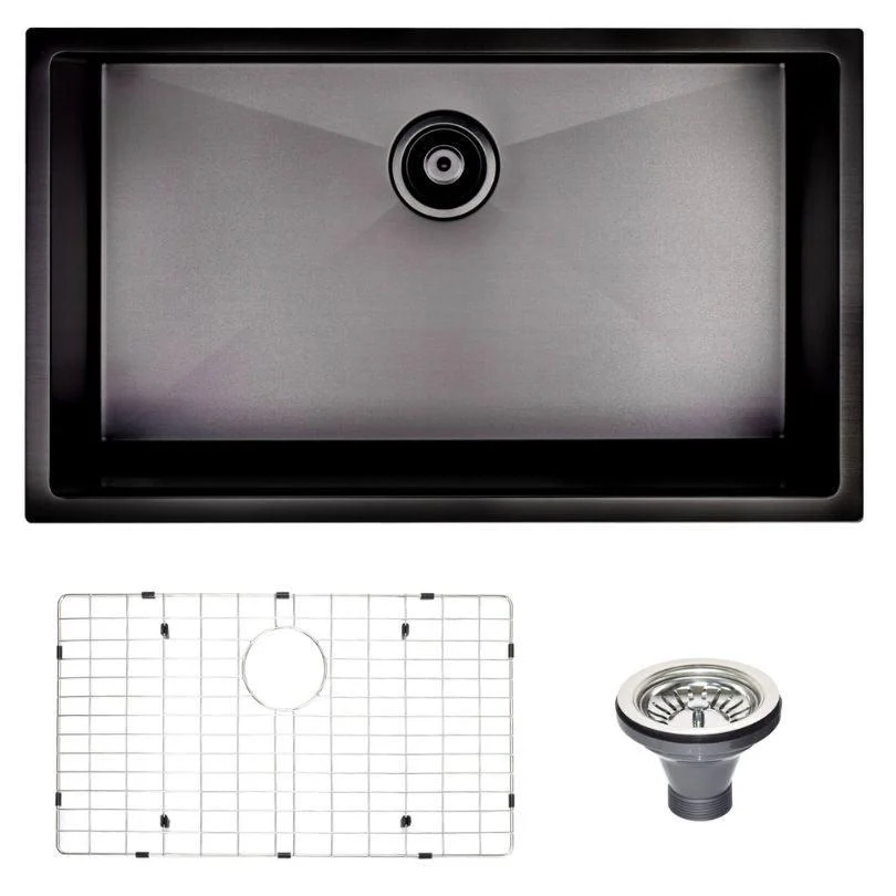 30" Black Stainless Steel Undermount Kitchen Sink With Sink Grid -Bathlova