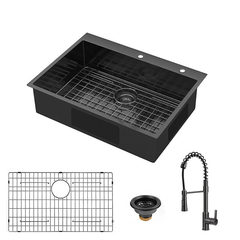 30" Gunmetal Black Top Mount Single Bowl Kitchen Sink with Tap - 18 Gauge Stainless Steel -Bathlova