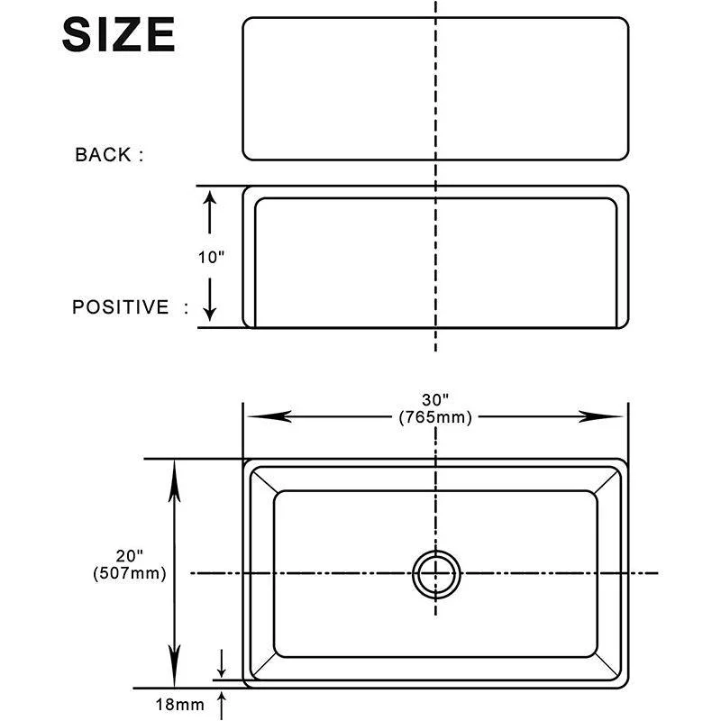 30 Inch Fireclay Farmhouse Sink with Single Bowl, Bottom Grid & Kitchen Sink Drain - White Farmhouse Apron Sink -Bathlova