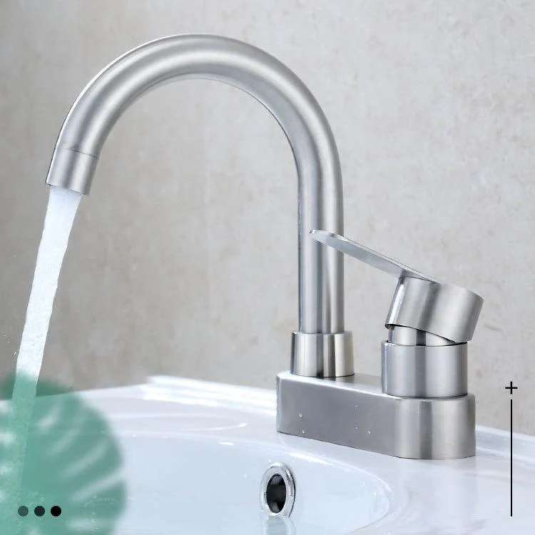 304 Stainless Steel Center Tap Bathroom Single Handle Hot and Cold Vanity Sink Tap -Bathlova