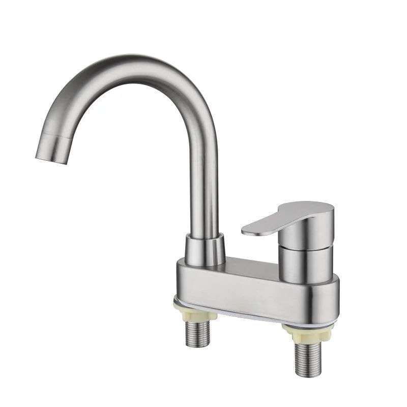 304 Stainless Steel Center Tap Bathroom Single Handle Hot and Cold Vanity Sink Tap -Bathlova