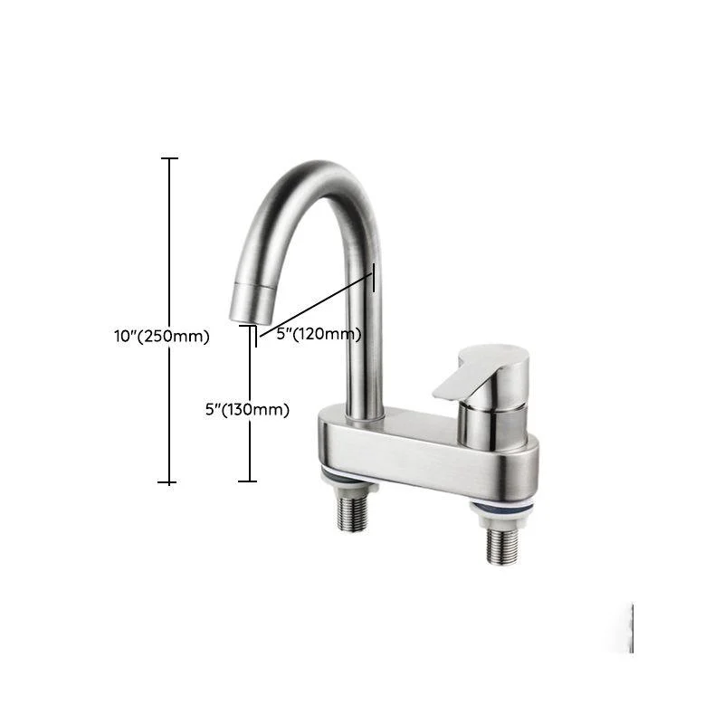 304 Stainless Steel Center Tap Bathroom Single Handle Hot and Cold Vanity Sink Tap -Bathlova