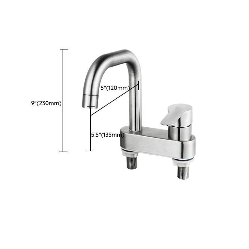 304 Stainless Steel Center Tap Bathroom Single Handle Hot and Cold Vanity Sink Tap -Bathlova