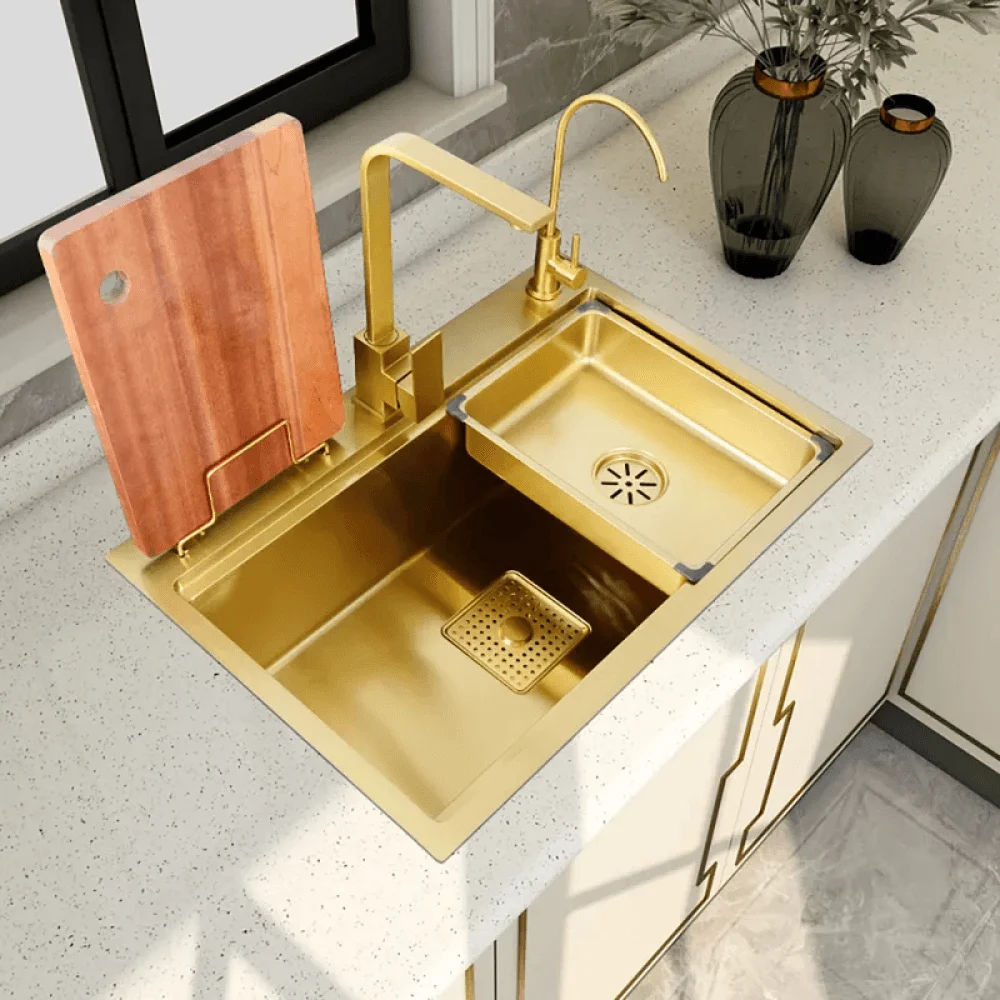 31.5" Gold Drop-in Workstation Kitchen Sink with Accessories - Single Bowl -Bathlova