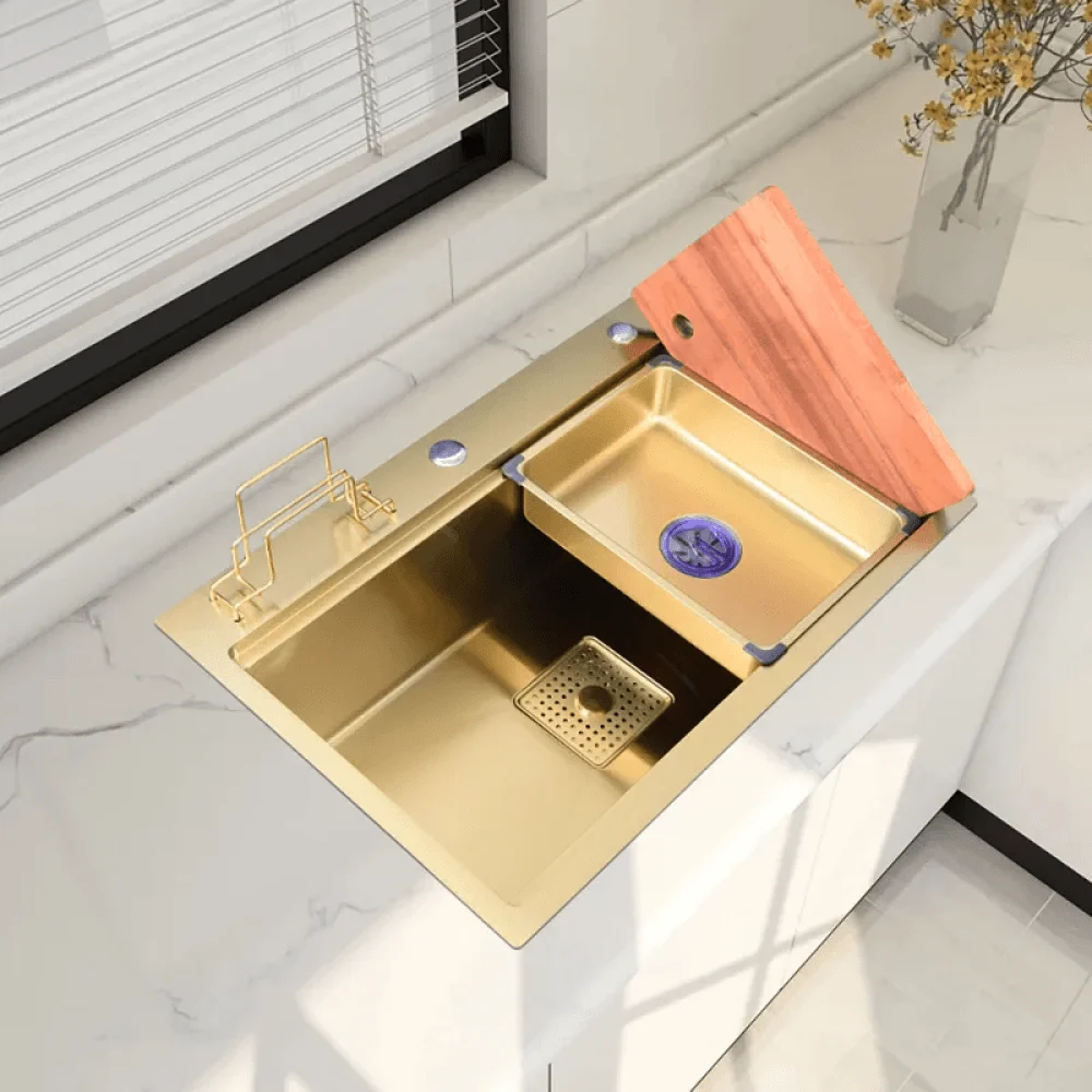 31.5" Gold Drop-in Workstation Kitchen Sink with Accessories - Single Bowl -Bathlova