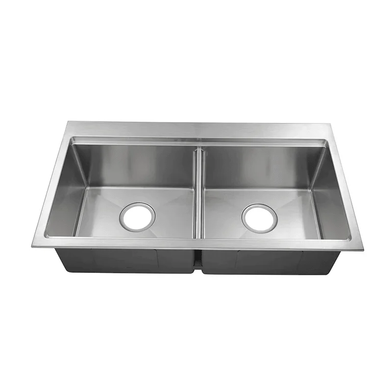 33" Double bowl Topmount Rounded-corner Ledge Kitchen Sink -Bathlova