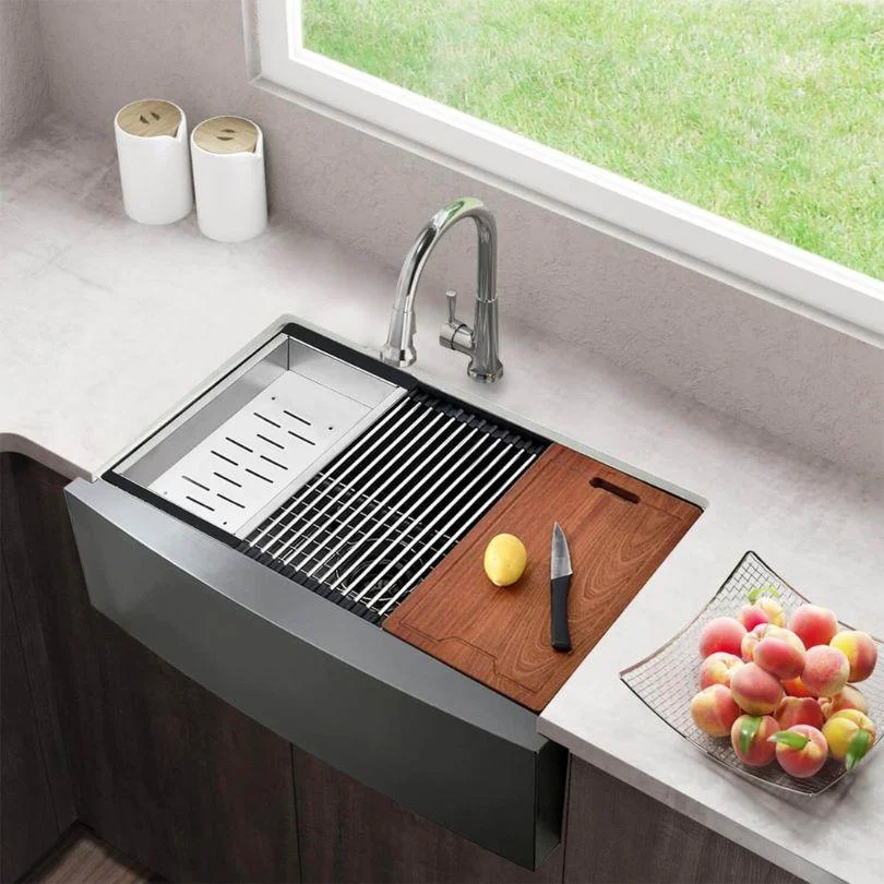 33" Farmhouse Matte Black Stainless Sink - with Accessory Kit -Bathlova