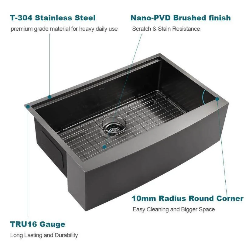 33" Farmhouse Matte Black Stainless Sink - with Accessory Kit -Bathlova