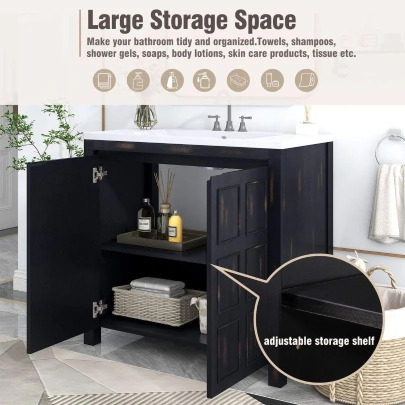 36" Retro-Espresso Bathroom Vanity Cabinet -Bathlova