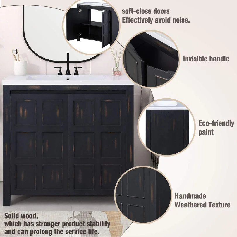 36" Retro-Espresso Bathroom Vanity Cabinet -Bathlova