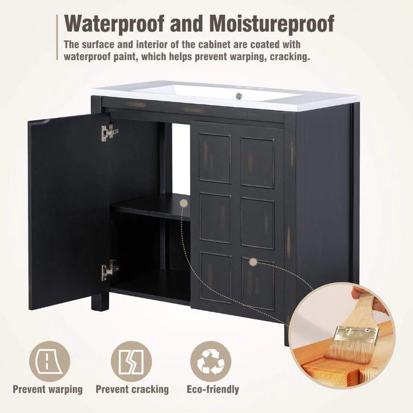 36" Retro-Espresso Bathroom Vanity Cabinet -Bathlova