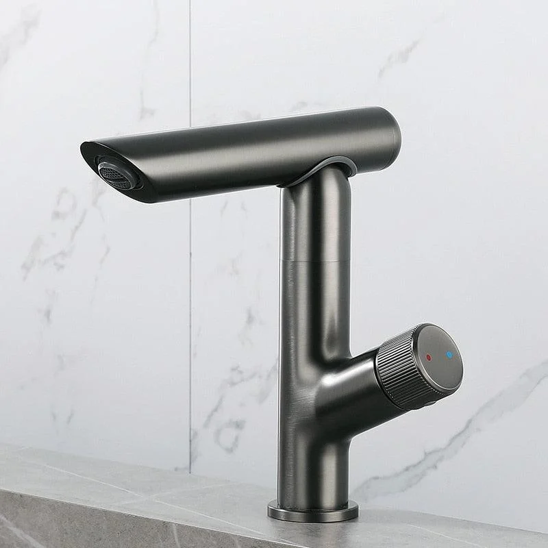 360 Degree Bathroom Tap Black Single Handle Cold and Hot Water -Bathlova