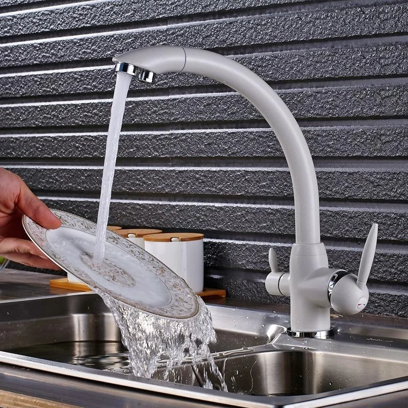 360 Degree Rotation Double Handle Double Holes Kitchen Tap -Bathlova