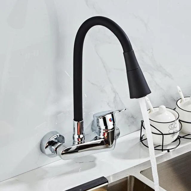 360 Degree Swivel Flexible Double Holes Wall Mounted Solid Brass Kitchen Tap In Colors -Bathlova